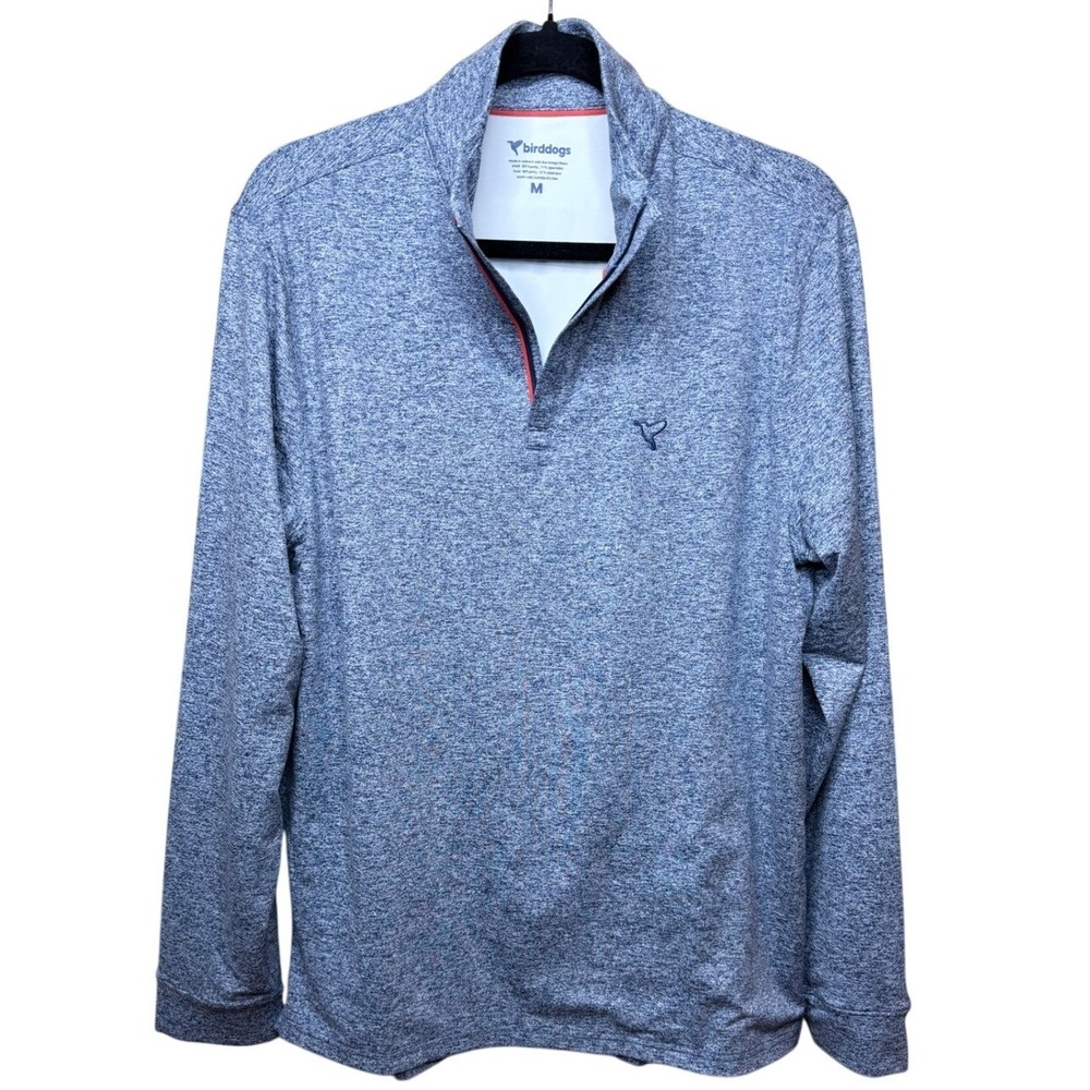 Birddogs Mens Quarter Zip Pullover Blue Heather Performance Stretch Sweatshirt M